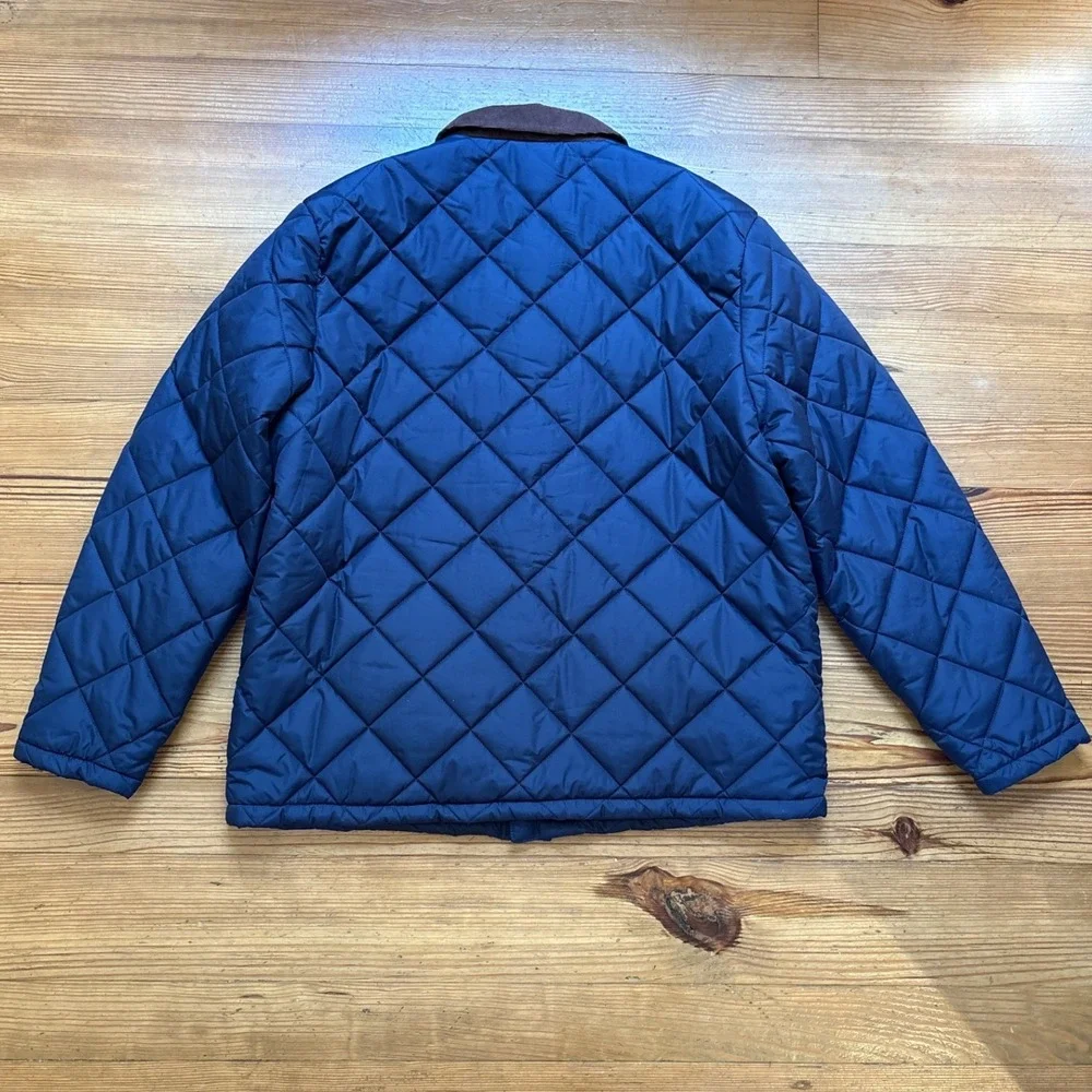 Crown‎ & Ivy Quilted Barn Jacket Mens Blue Excellent Corduroy Collar SIZE XL